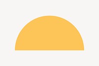Yellow semicircle sticker, flat geometric graphic vector