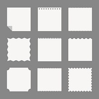 Note paper sticker, white square shapes set psd