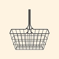 Shopping basket collage element, realistic illustration psd