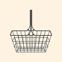 Shopping basket collage element, realistic illustration vector
