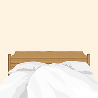 Bed with white sheets, realistic illustration 