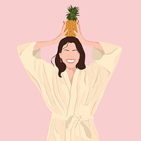 Funny woman collage element, vector illustration