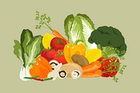 Healthy vegetables collage element, realistic illustration vector