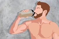 Men's health & fitness background, aesthetic illustration psd