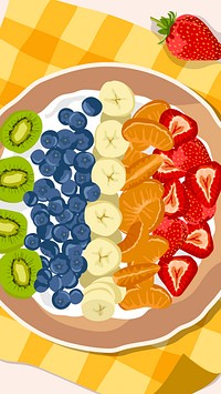 Smoothie bowl iPhone wallpaper, realistic illustration