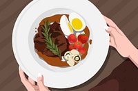 Steak dinner background, realistic illustration
