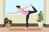 Dancer yoga pose background, aesthetic vector illustration