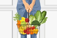 Vegetables in basket background, realistic illustration psd