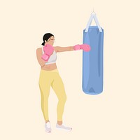 Female boxer, realistic vector illustration