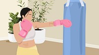 Woman boxing computer wallpaper, realistic illustration