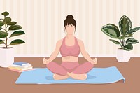 Yoga & meditation background, aesthetic vector illustration