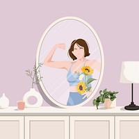 Self love & confidence background, aesthetic illustration