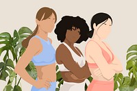 Strong empowered women background, aesthetic illustration