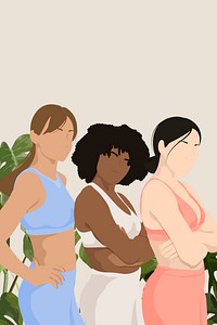 Strong empowered women background, aesthetic illustration