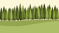 Green forest computer wallpaper, aesthetic vector illustration