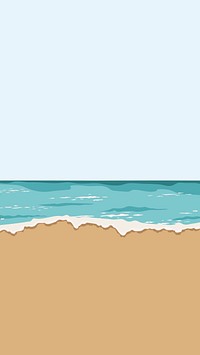 Beach minimal mobile wallpaper, nature vector illustration