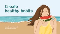 Healthy habits blog banner template, aesthetic vector illustration