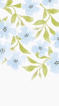 Blue flower phone wallpaper, watercolor design psd