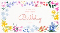 Happy birthday blog banner template, watercolor design psd