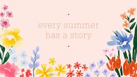 Summer quote desktop wallpaper, watercolor aesthetic vector