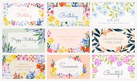 Watercolor flower desktop wallpaper template set vector