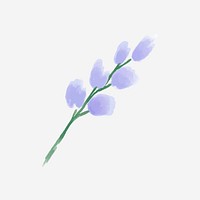 Purple flower collage element, watercolor illustration vector