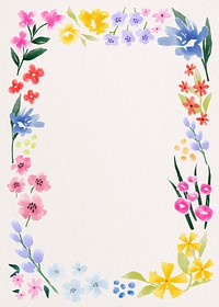 Spring flower frame, aesthetic watercolor design