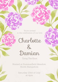 Flower wedding invitation card template, for spring ceremony vector