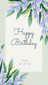 Happy Birthday Facebook story template, watercolor design vector