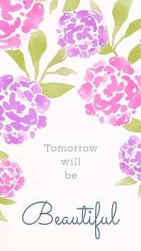 Positivity quote phone wallpaper template, watercolor design vector