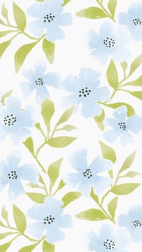 Blue floral phone wallpaper, beautiful flower design vector