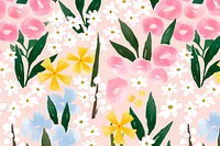 Pink spring flower background, watercolor hand painted pattern vector