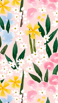 Aesthetic flower mobile wallpaper design vector