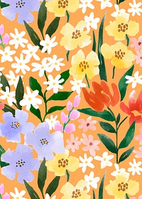 Cute spring flower background, watercolor pattern vector