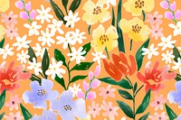 Colorful flower background, watercolor hand painted pattern