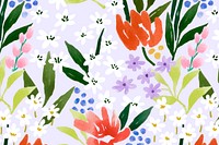 Cute spring flower background, watercolor pattern vector