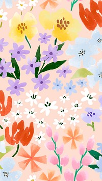 Aesthetic flower mobile wallpaper design vector