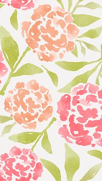 Watercolor floral phone wallpaper, beautiful flower design vector