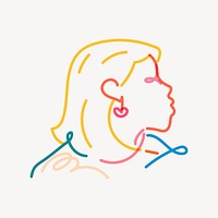 Colorful woman line portrait, LGBTQ equality campaign vector