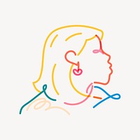 Colorful woman line portrait, LGBTQ equality campaign psd