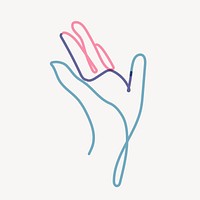 Aesthetic hand gesture clipart, line art illustration psd