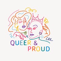 Queer & proud clipart, aesthetic drag queen portrait