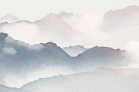 Foggy mountain background, watercolor aesthetic design vector