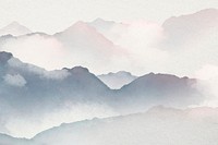 Foggy mountain background, watercolor aesthetic design psd