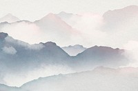 Foggy mountain background, watercolor aesthetic design