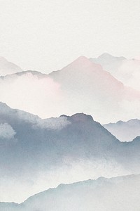 Foggy mountain background, watercolor aesthetic design psd