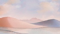 Watercolor desert computer wallpaper, aesthetic beach border background