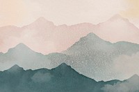 Green mountains background, watercolor nature design