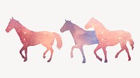 Running stallions silhouette sticker, aesthetic animal graphic psd