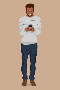 Man using phone clipart, aesthetic illustration